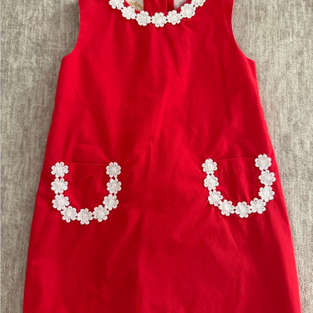 The Beaufort Bonnet Company Red and White Embellished Sheath Dress